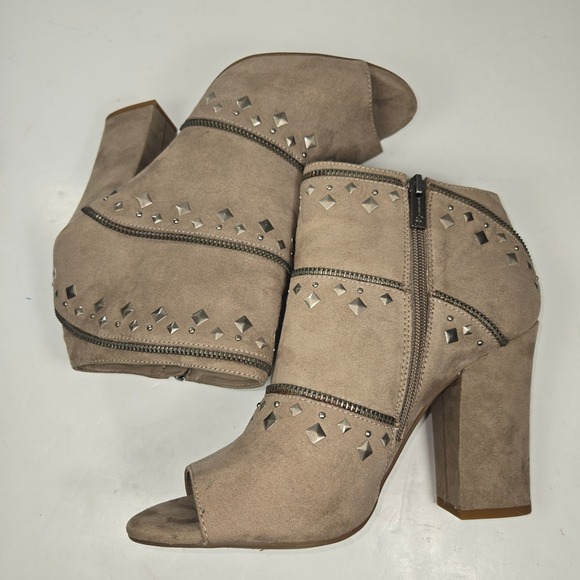 Jessica Simpson Midara Suede Peep Toe Studded Ankle Boot Size 9M - Picture 5 of 8